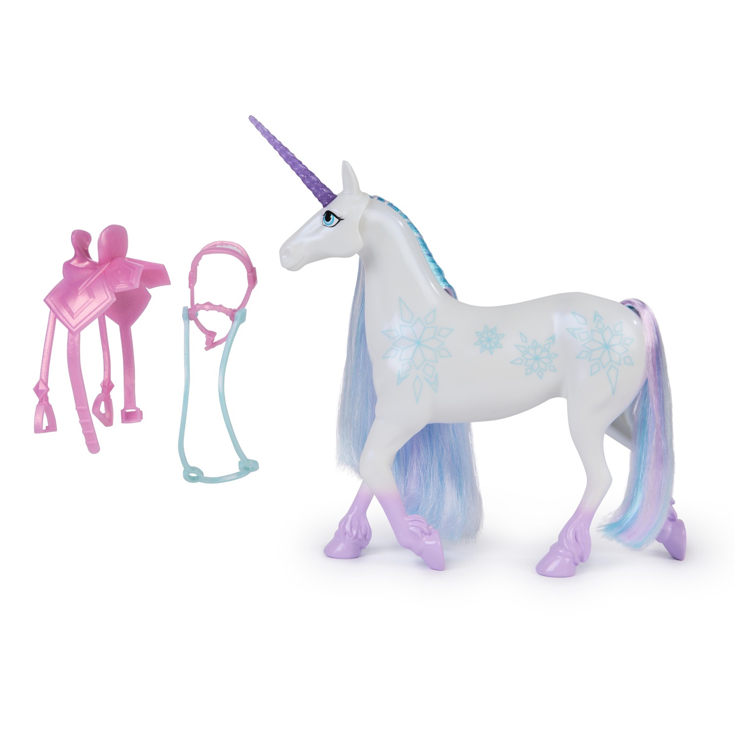Spin Master Unicorn Academy Unicorno Glacier 27,9 cm con 2 Accessori da Equitazione e Dettagli Realistici