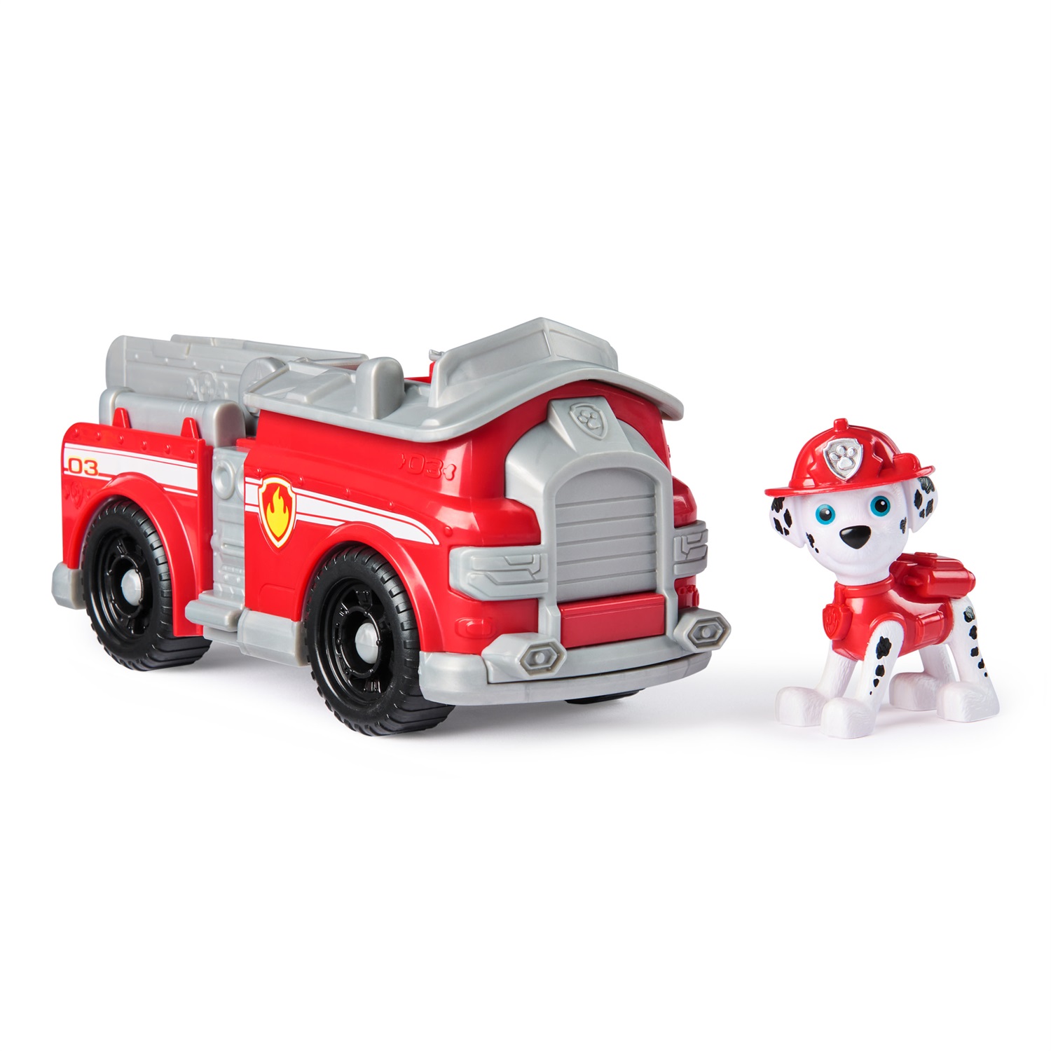 Spin Master Paw Patrol Camion dei Pompieri di Marshall con Personaggio - Dettagli Autentici, Ruote Funzionanti e Scala Mobile