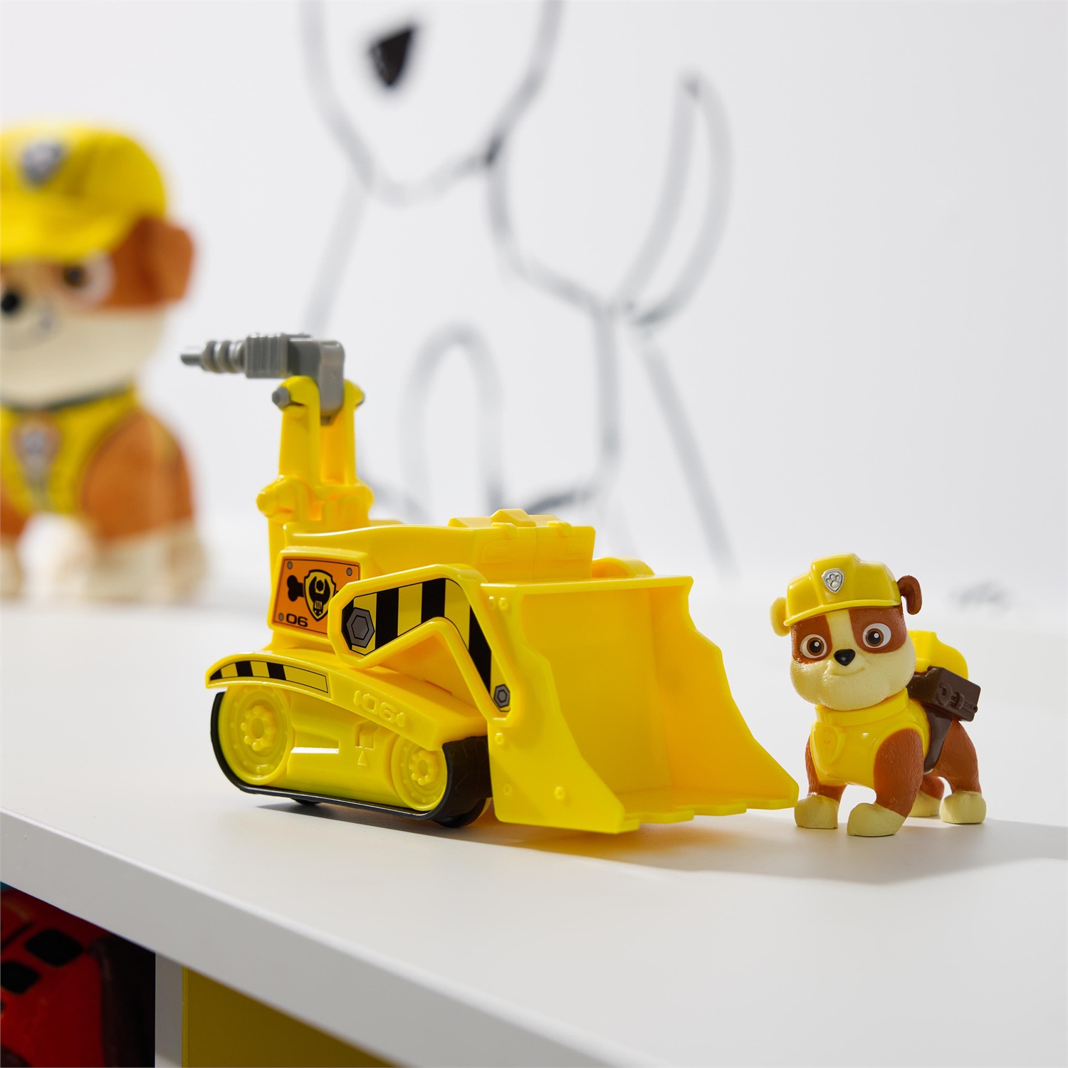 Spin Master Paw Patrol Bulldozer di Rubble - Veicolo Giocattolo con Cingoli Funzionanti e Figura Inclusa, Adatto a Bambini 3 Anni