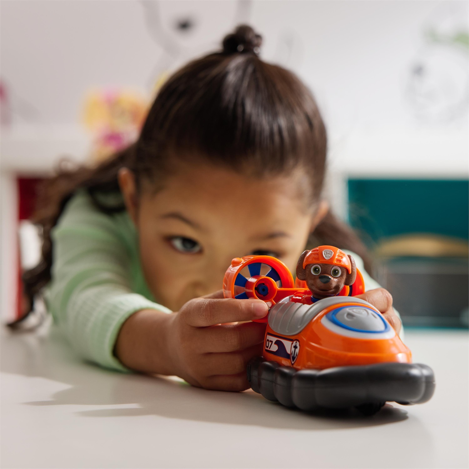 Paw Patrol Aeroscafo di Zuma - Veicolo Acquatico con Personaggio, Ruote Funzionanti ed Eliche Rotanti, 3 anni