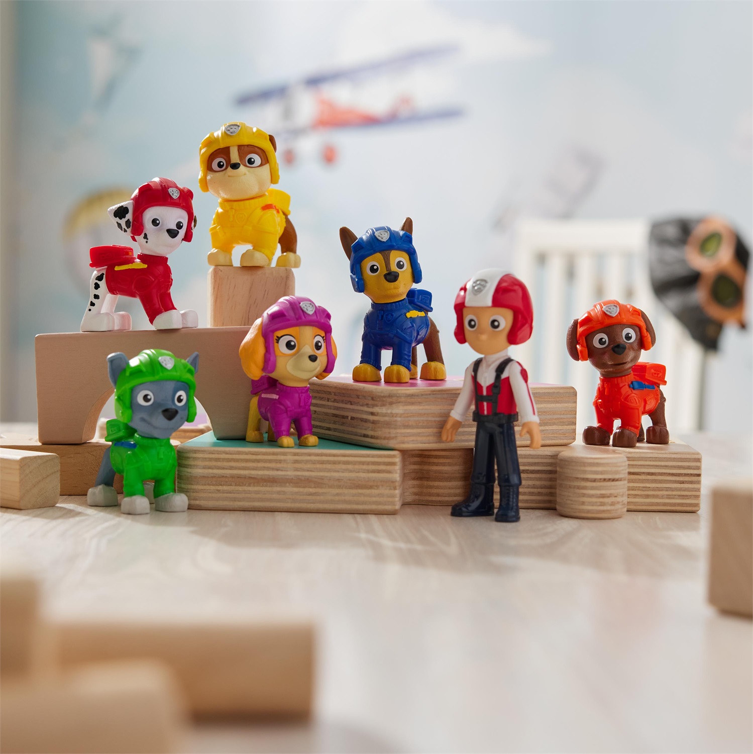 Spin Master PAW Patrol Air Rescue - Confezione Regalo con 7 Cuccioli Collezionabili: Chase, Ryder, Marshall, Rocky, Rubble, Zuma e Skye - Giocattoli per Bambini dai 3 Anni in su