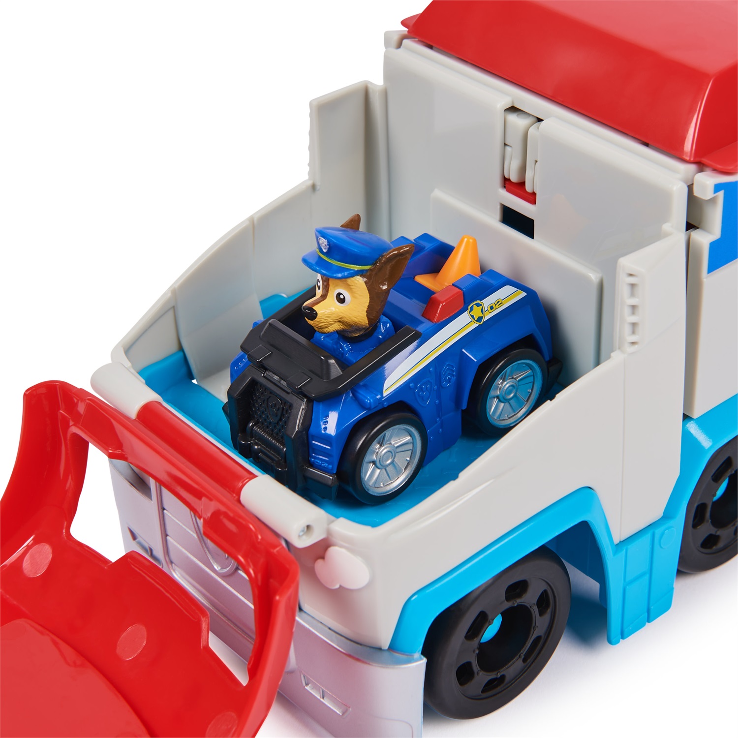 Spin Master Paw Patrol Pup Squad Patroller - Veicolo di Squadra con Auto Collezionabile di Chase, Luci e Suoni, Trasformabile in Centro di Comando, Adatto a Bambini 3 Anni