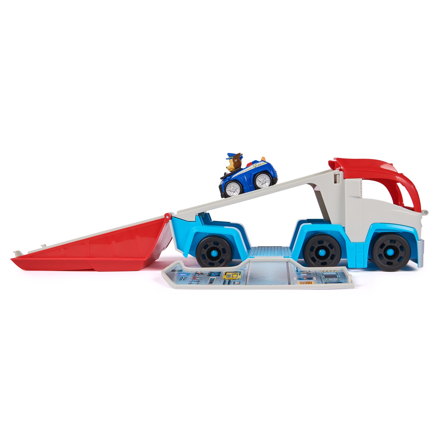 Spin Master Paw Patrol Pup Squad Patroller - Veicolo di Squadra con Auto Collezionabile di Chase, Luci e Suoni, Trasformabile in Centro di Comando, Adatto a Bambini 3 Anni