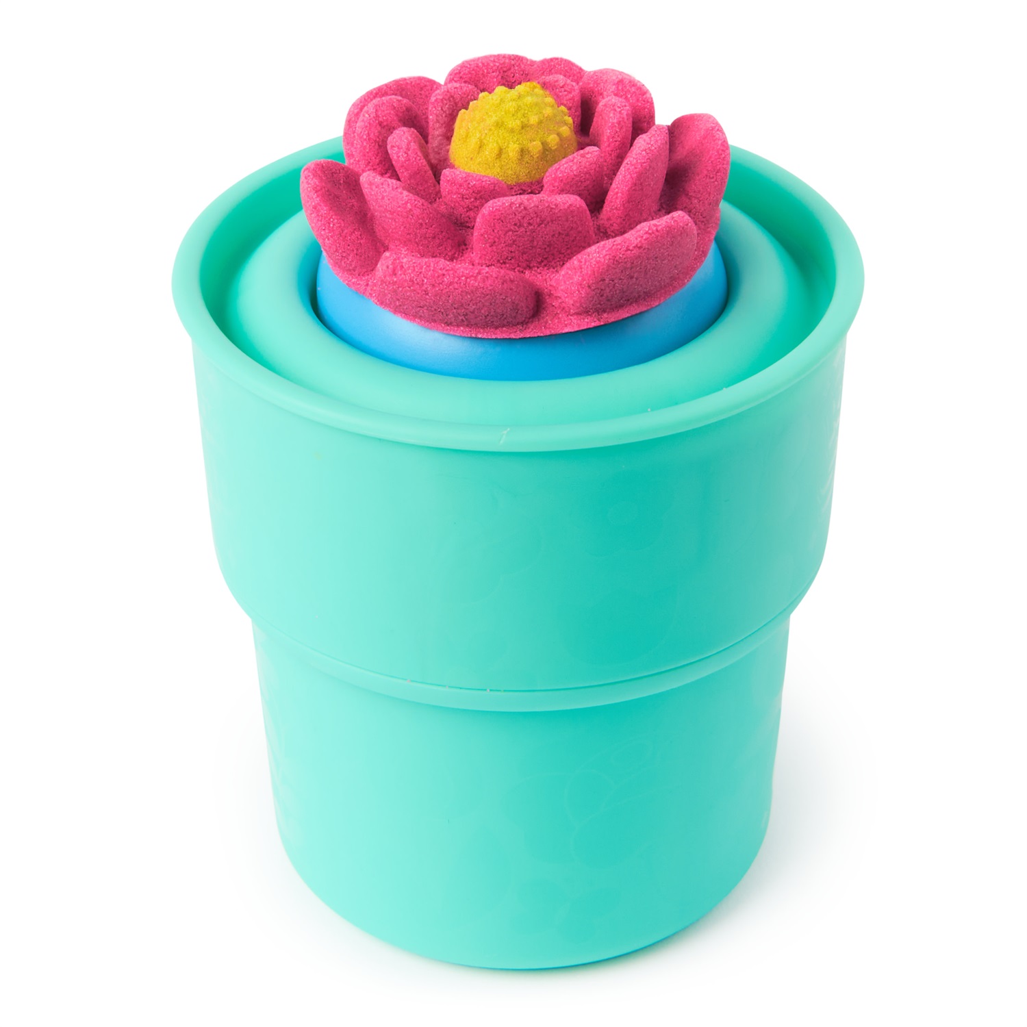 Kinetic Sand SquishBlossom - Set Creativo con 227 g di Sabbia Gialla e Rosa Neon, Vaso e Formine per Creare Fiori, Giocattolo per Bambini 5 Anni