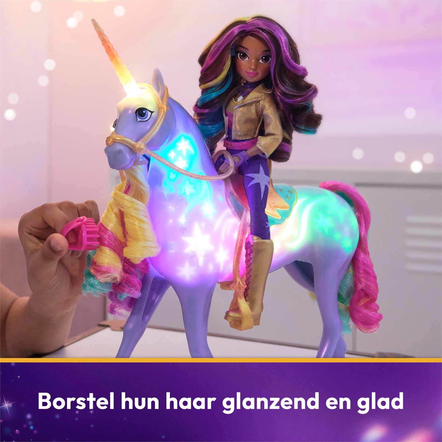 Spin Master Unicorn Academy, Sophia & Interactive Rainbow Light-up Wildstar Unicorn - Giocattolo Interattivo con Luci e Suoni per Bambine dai 4 Anni in Su