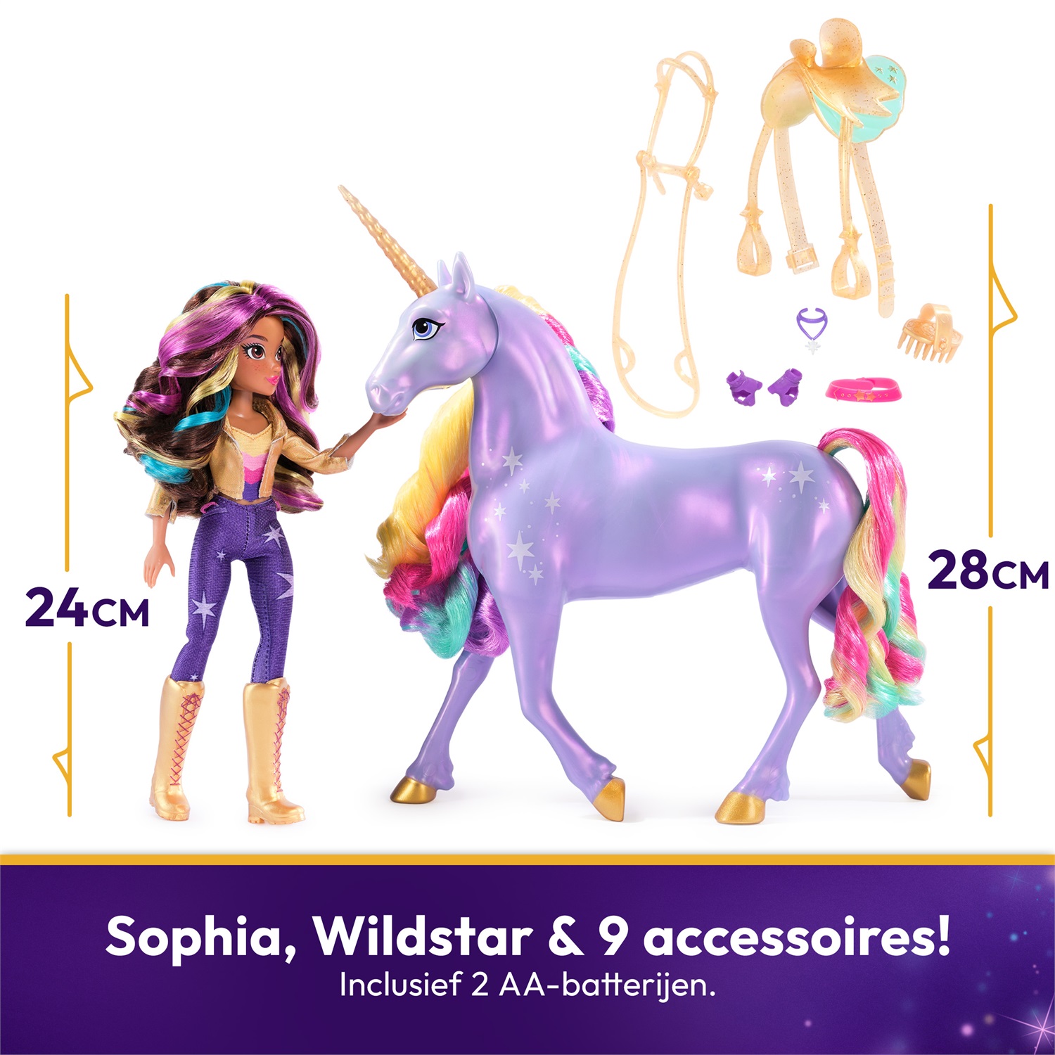Spin Master Unicorn Academy, Sophia & Interactive Rainbow Light-up Wildstar Unicorn - Giocattolo Interattivo con Luci e Suoni per Bambine dai 4 Anni in Su