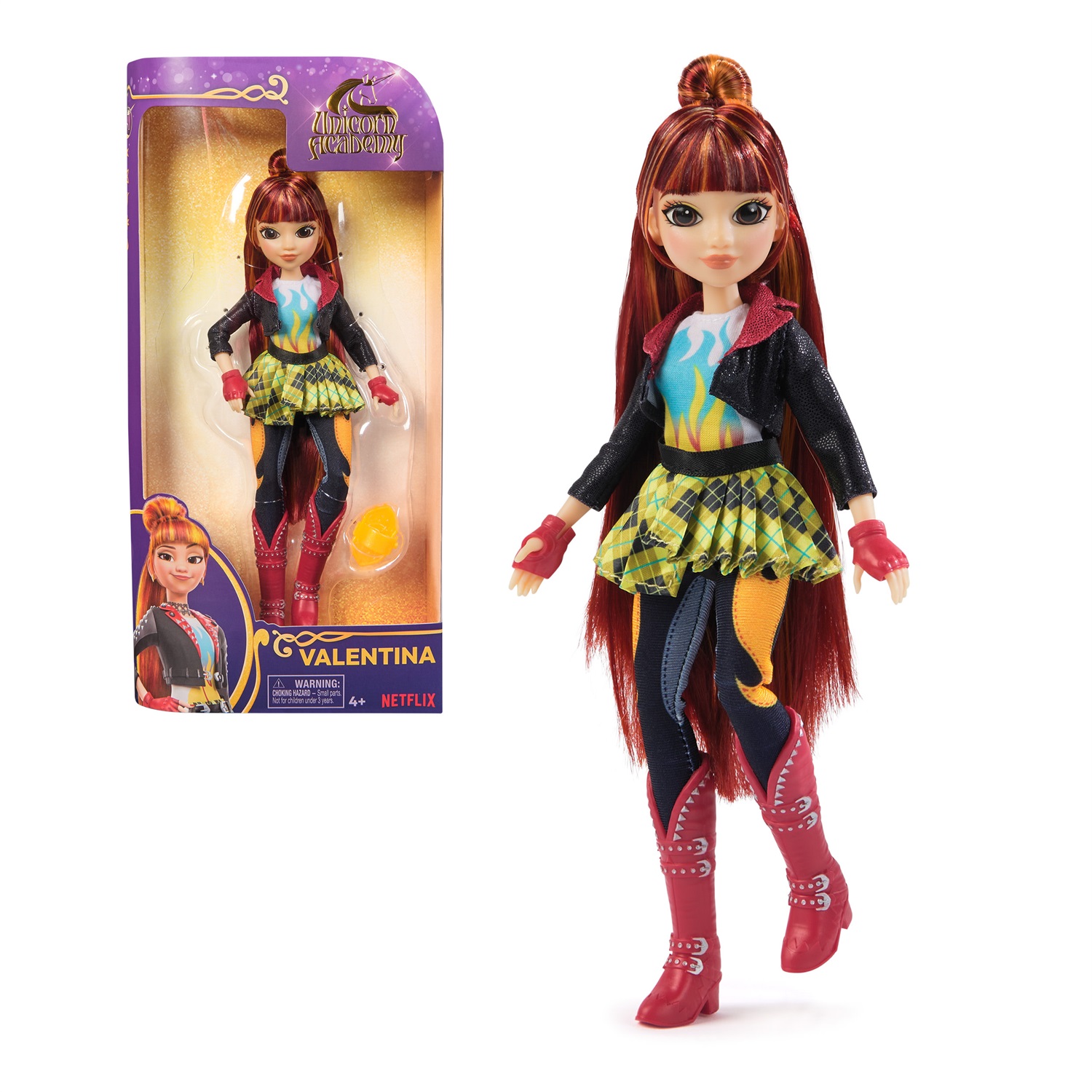 Spin Master Unicorn Academy Bambola Valentina 24 cm con Capelli con Mèches, 5 Accessori di Moda e Strumento per lo Styling, per Bambine dai 4 Anni