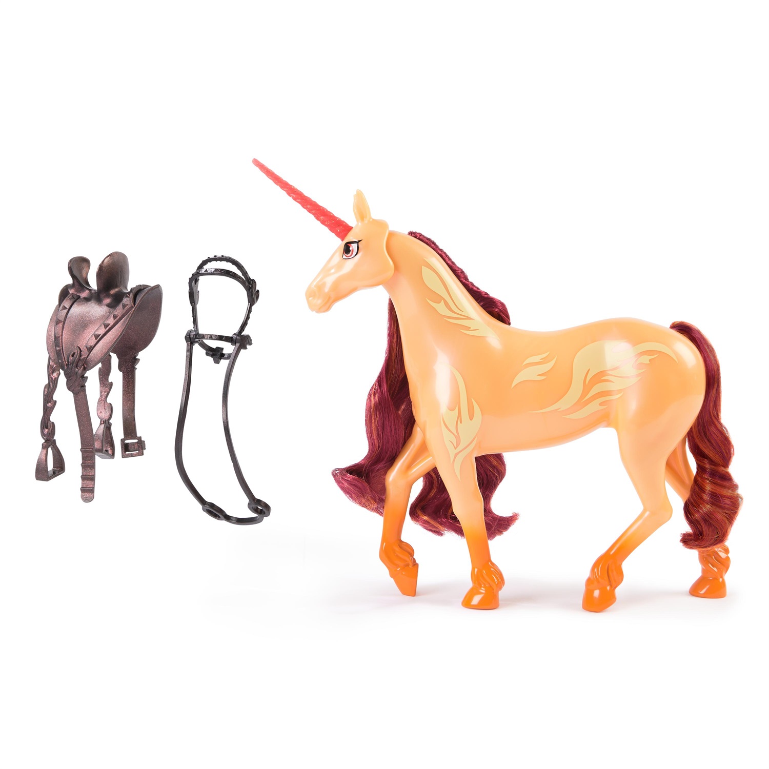 Spin Master Unicorn Academy Unicorno Cinder 27,9 cm con 2 Accessori da Equitazione - Compatibile con la Bambola di Valentina