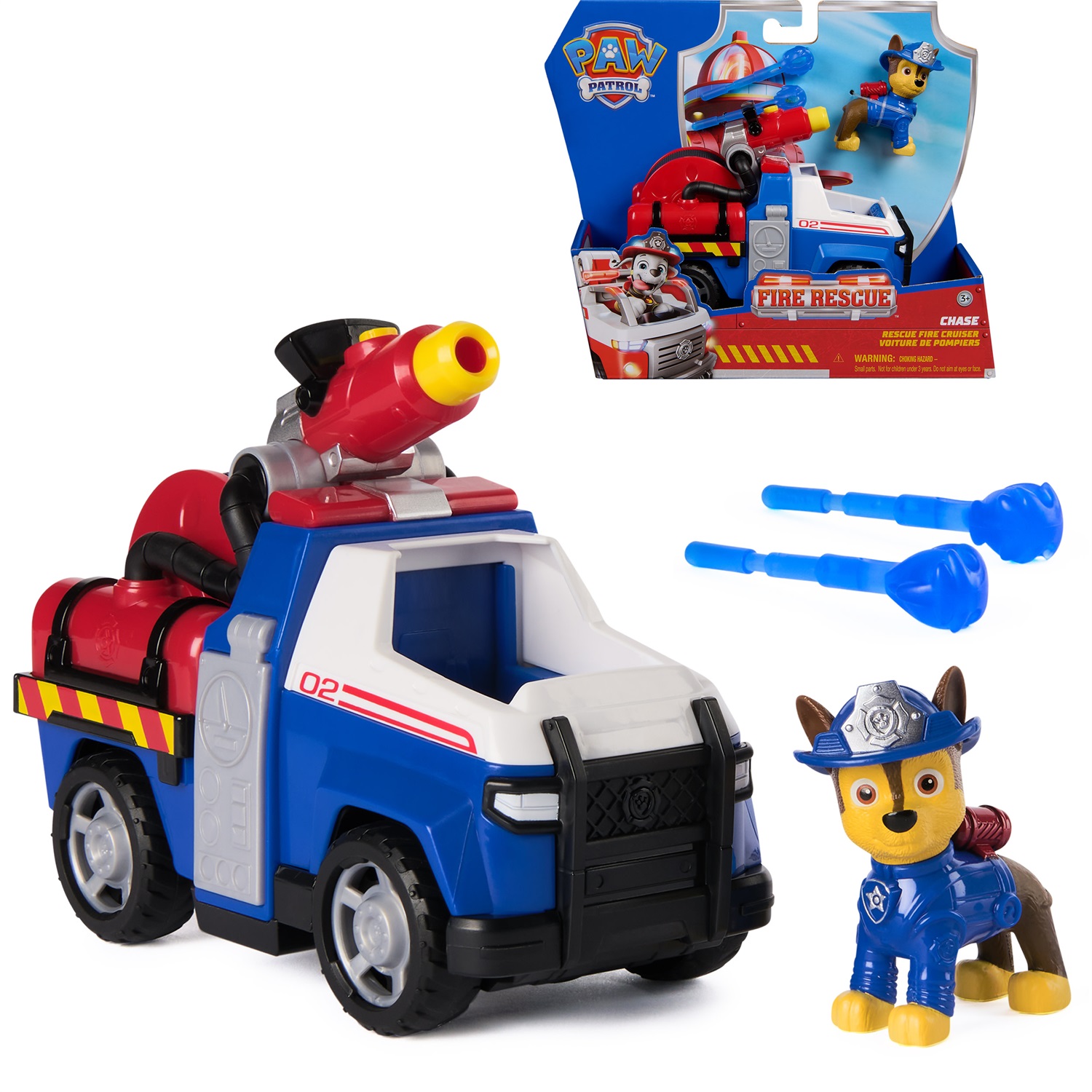 SPIN MASTER PAW Patrol Fire Rescue: Veicolo Antincendio di Chase 17,7 cm con Personaggio Chase 5 cm, Lanciamissili Inclinabile e Camion Giocattolo per Bambini 3 Anni