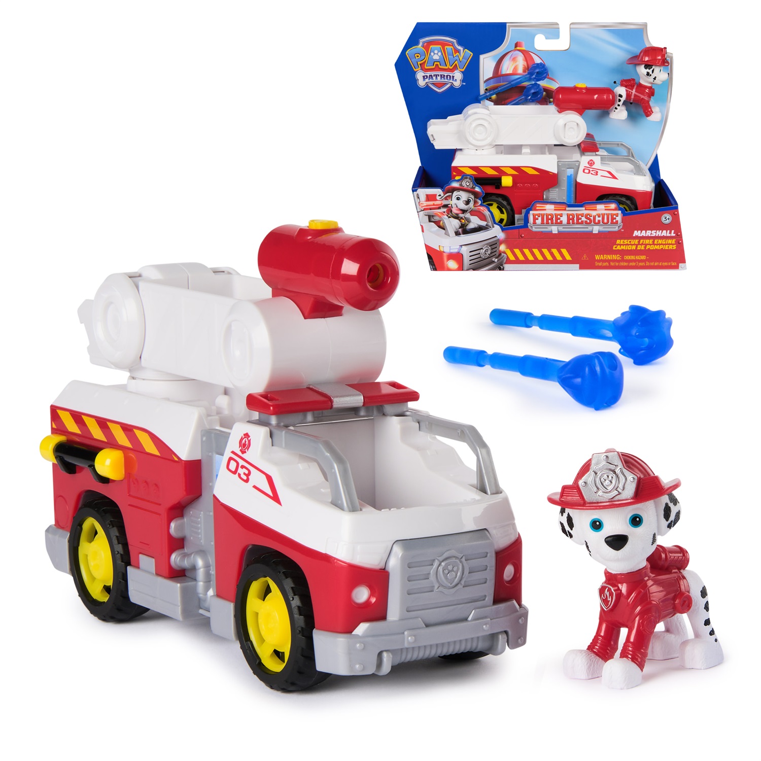 Paw Patrol Fire Rescue: Camion dei Pompieri di Marshall con Action Figure, Lanciamissili e Funzionalità Realistiche per Bambini dai 3 Anni