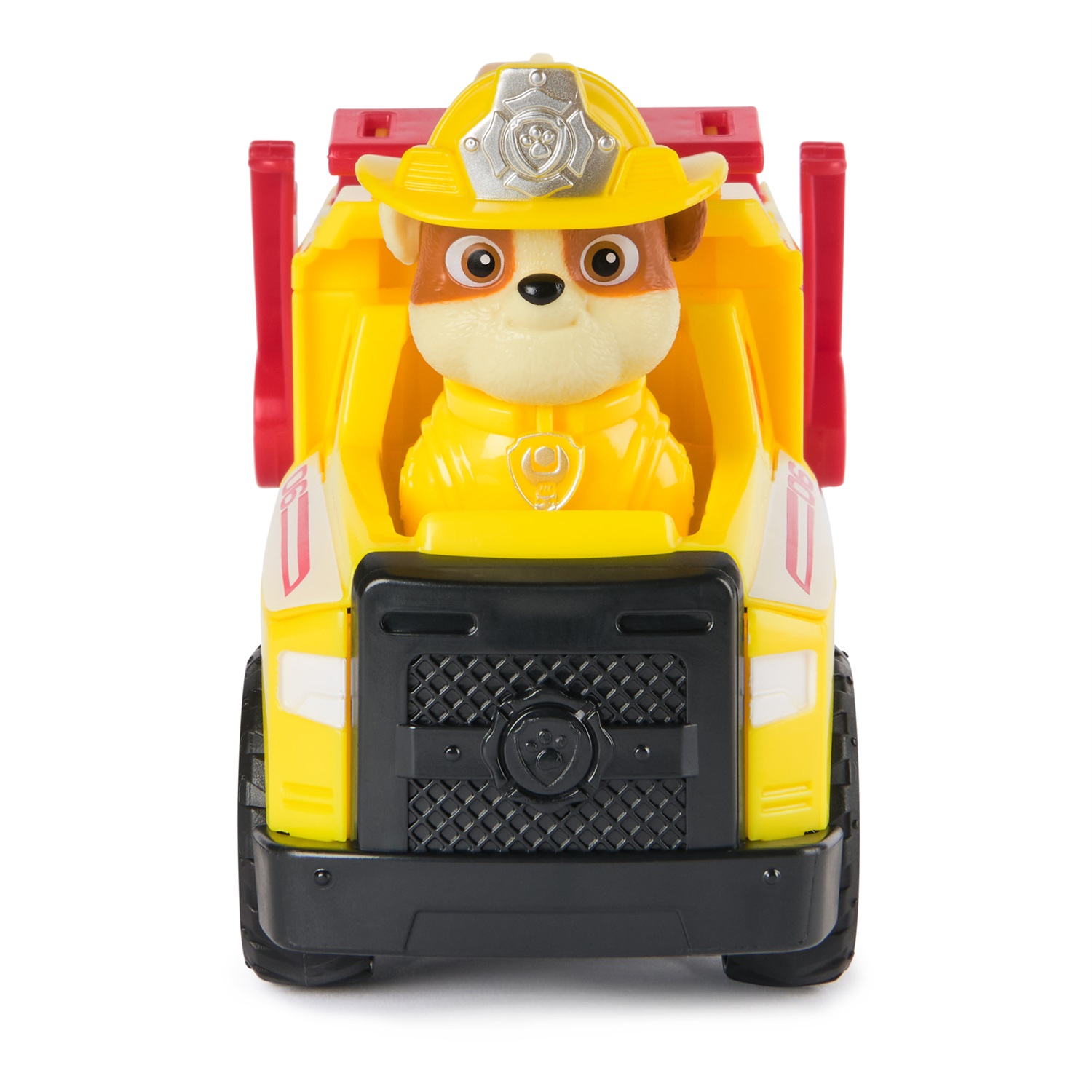 Spin Master PAW Patrol Fire Rescue: Camion Ribaltabile Antincendio di Rubble con Personaggio, Pala Ribaltabile e 2 Proiettili, Giocattolo per Bambini 3 Anni