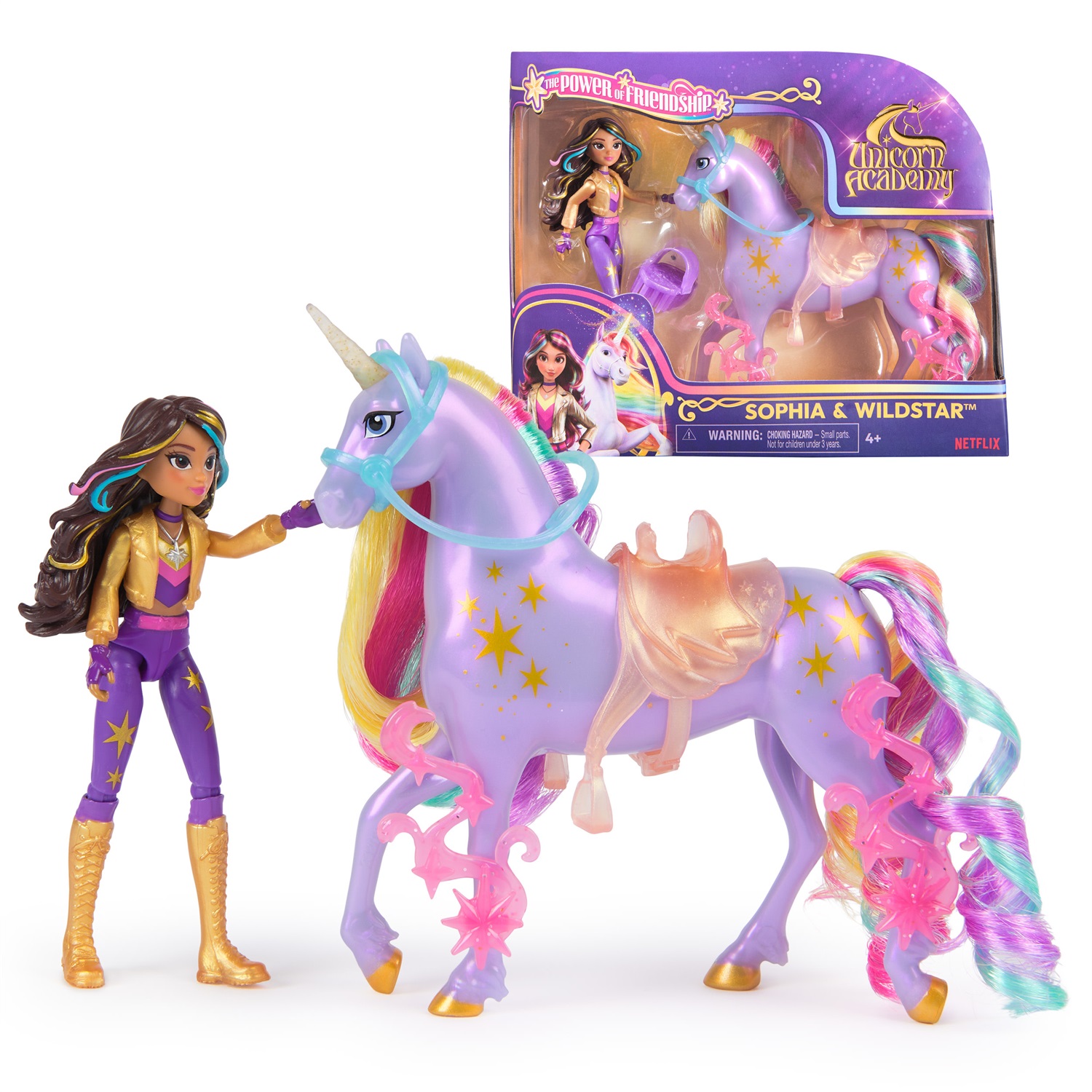 Spin Master Unicorn Academy Set Sophia & Wildstar - Power of Friendship con sella semitrasparente, multicolore
