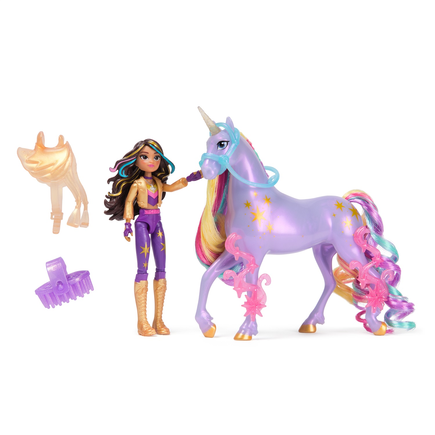 Spin Master Unicorn Academy Set Sophia & Wildstar - Power of Friendship con sella semitrasparente, multicolore