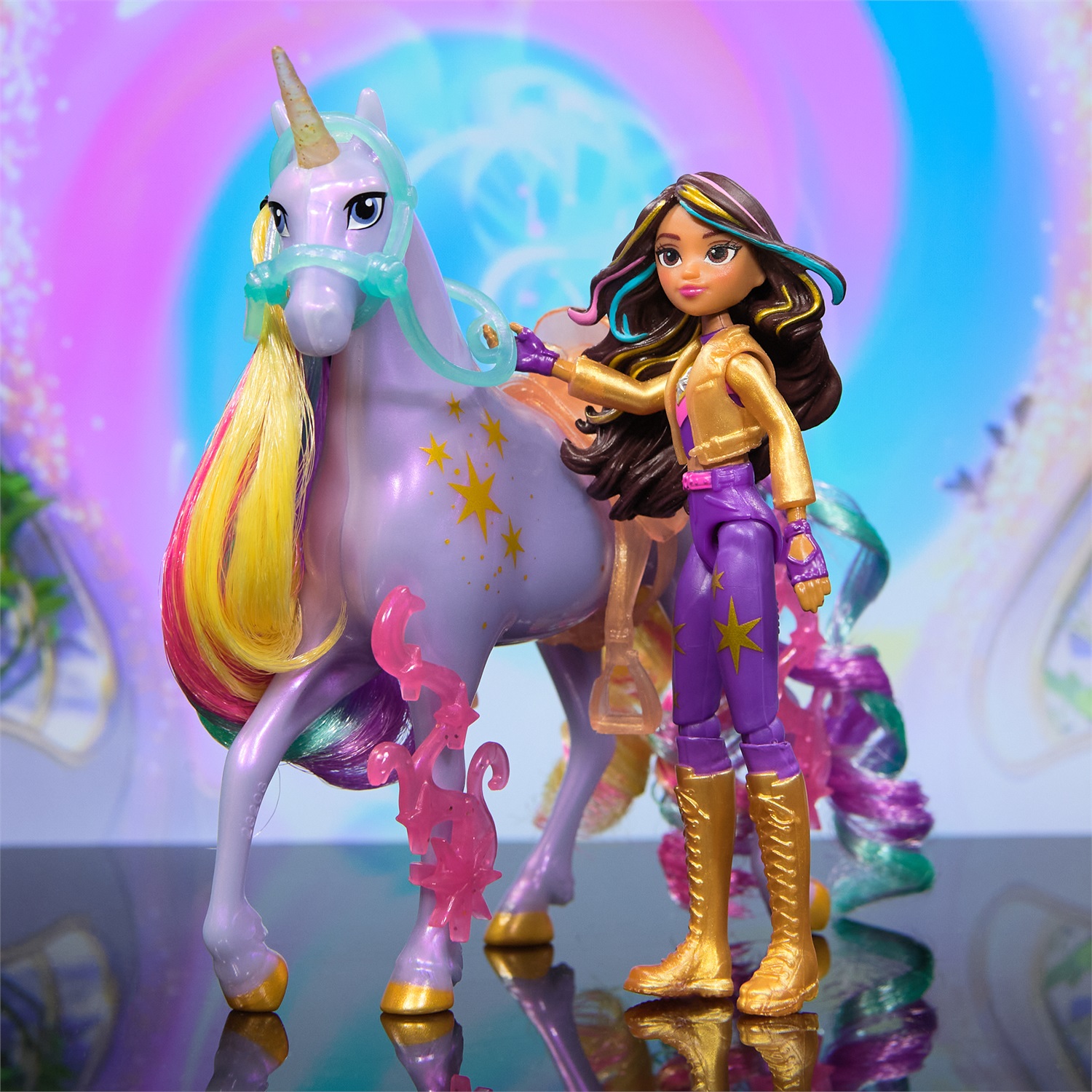 Spin Master Unicorn Academy Set Sophia & Wildstar - Power of Friendship con sella semitrasparente, multicolore