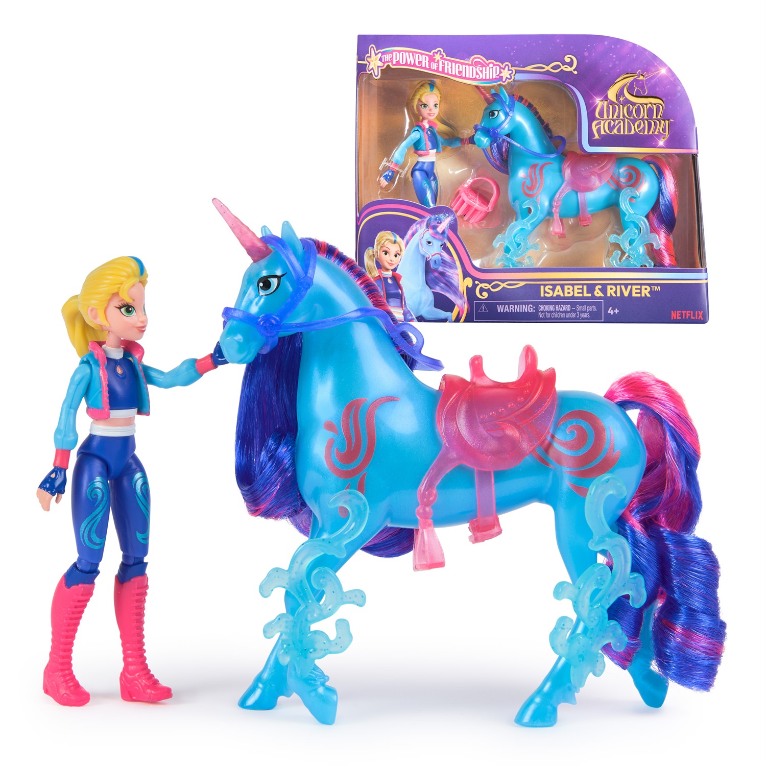 Unicorn Academy: Set di Isabel e River con Unicorno, Spazzola e Personaggi Originali - Per Bambini dai 4 Anni