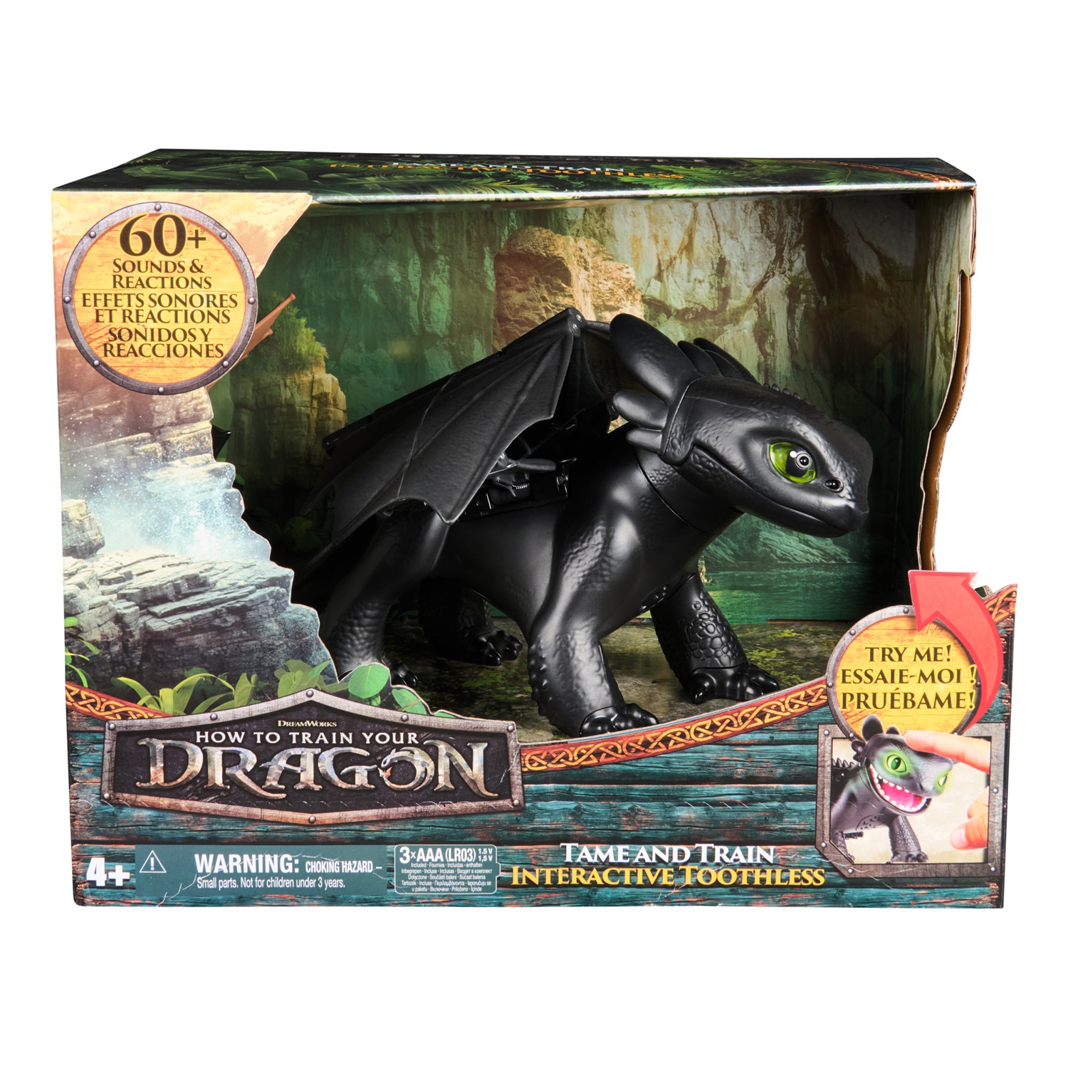 DreamWorks Dragons How to Train Your Dragon - Sdentato Interattivo con 60 Suoni e Reazioni, Giocattolo per Bambini e Bambine, 4 Anni