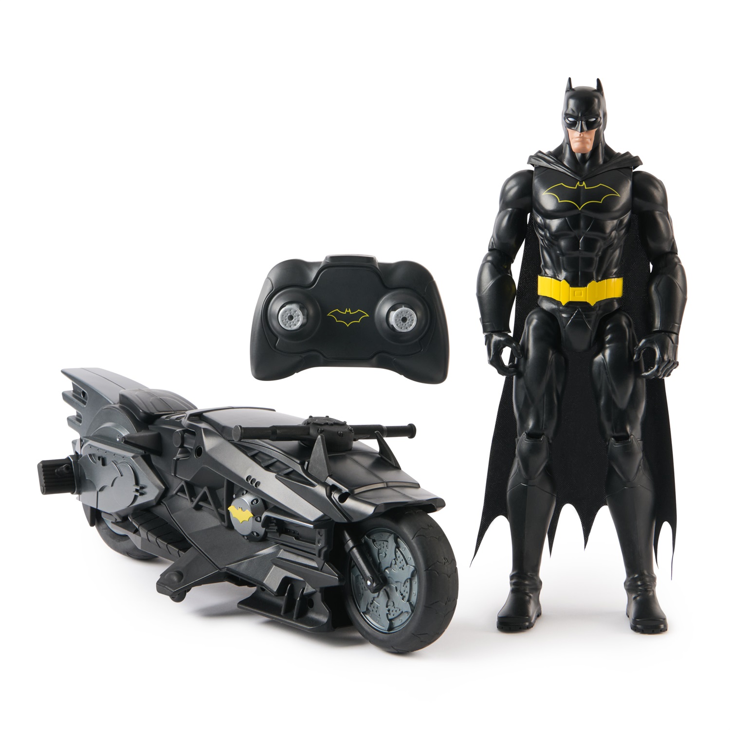 Spin Master Batcycle Stealth Radiocomandato con Action Figure di Batman da 30 cm - Giocattolo per Bambini dai 4 Anni in Su con Funzionalità Dinamiche