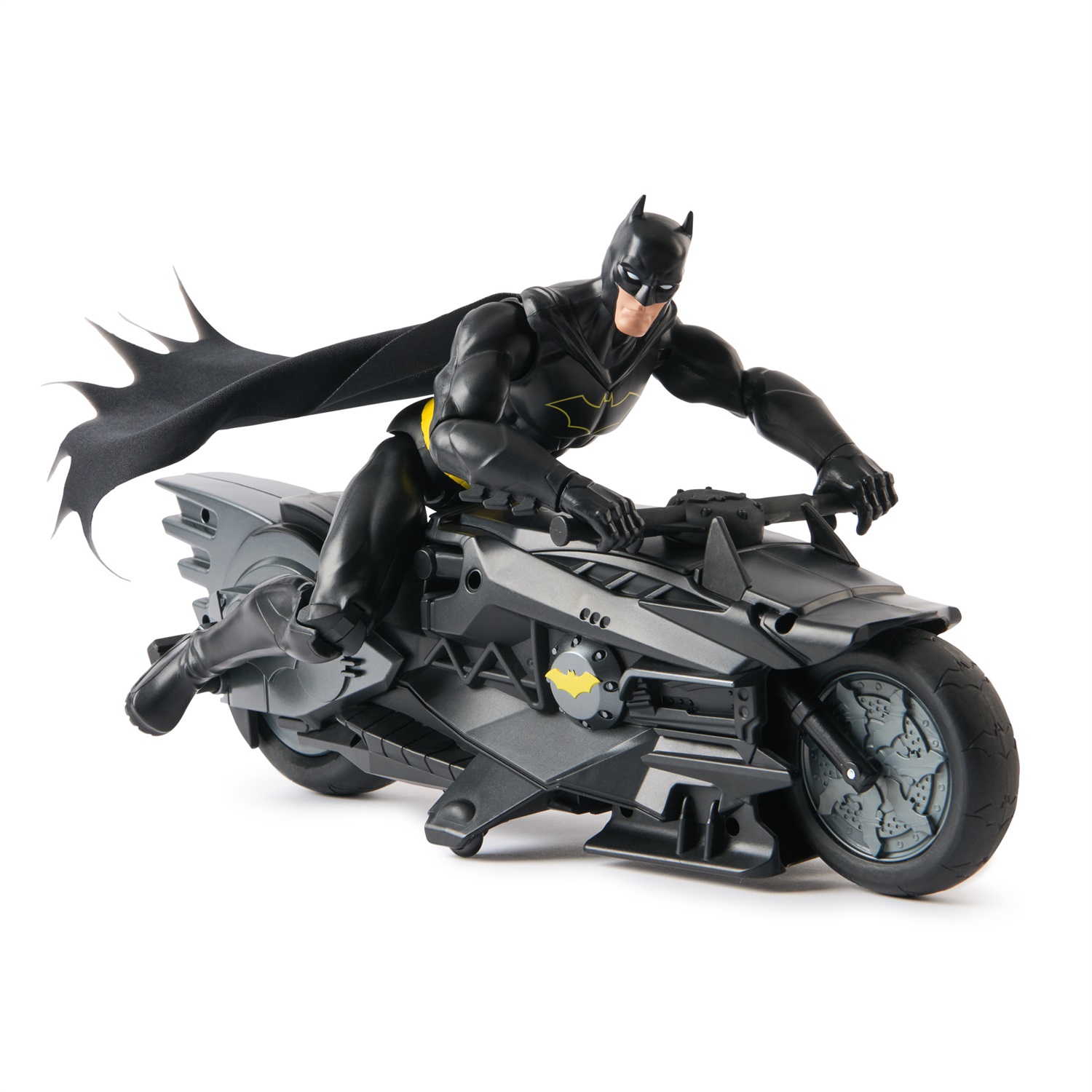 Spin Master Batcycle Stealth Radiocomandato con Action Figure di Batman da 30 cm - Giocattolo per Bambini dai 4 Anni in Su con Funzionalità Dinamiche