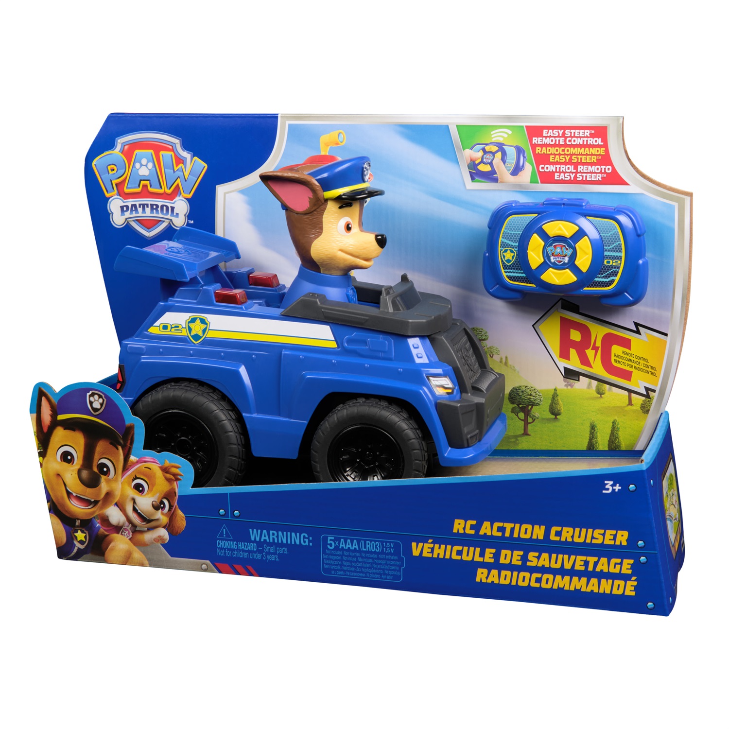 SPIN MASTER Paw Patrol Chase - Auto Radiocomandata 25,4 cm con Luci LED per Bambini 3 Anni