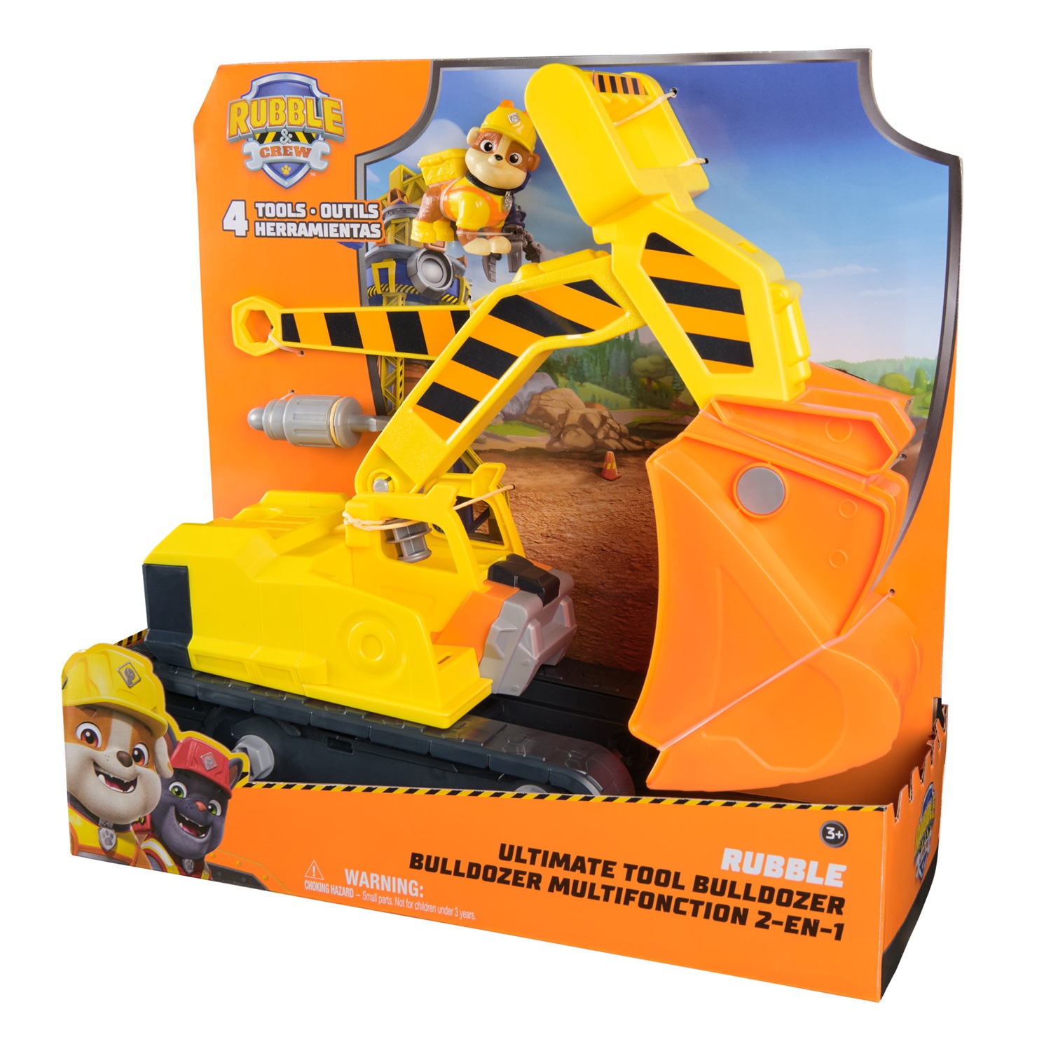 Spin Master Rubble & Crew - Bulldozer di Rubble con Attrezzi Rimovibili e Personaggio da Collezione, Giocattolo per Bambini 3 Anni