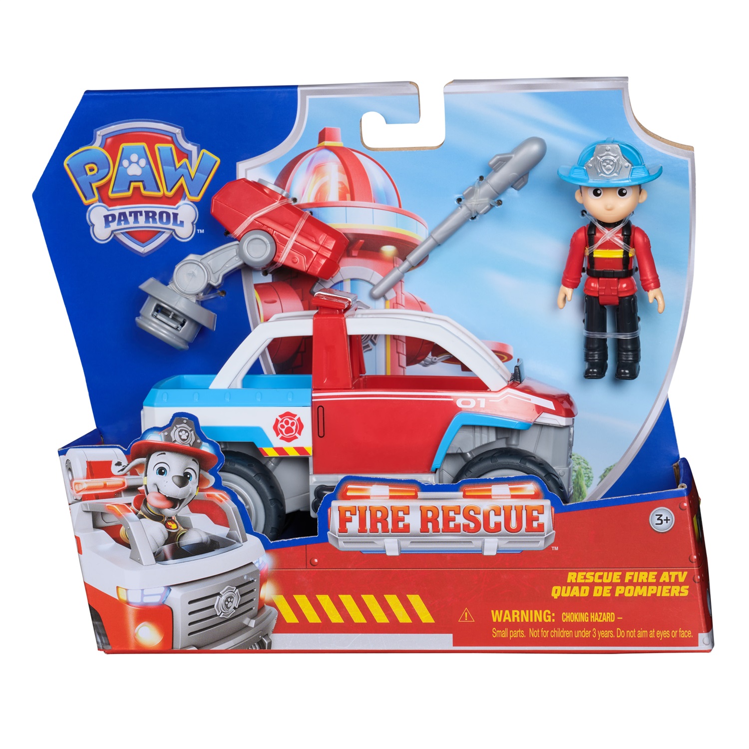 PAW Patrol Quad Antincendio con Ryder - Veicolo da 18 cm con Lanciatore di Droni e Drone Incluso, Giocattolo per Bambini dai 3 Anni