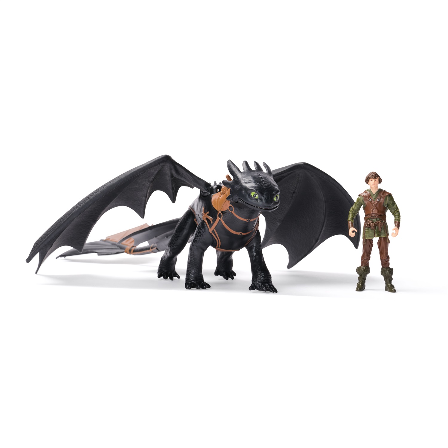 DreamWorks Dragons - Giocattolo Drago Sdentato e Vichingo Hiccup con Action Figure da 7,5 cm e Drago da 33 cm, Ali Realistiche e Arti Mobili, per Bambini 4 Anni