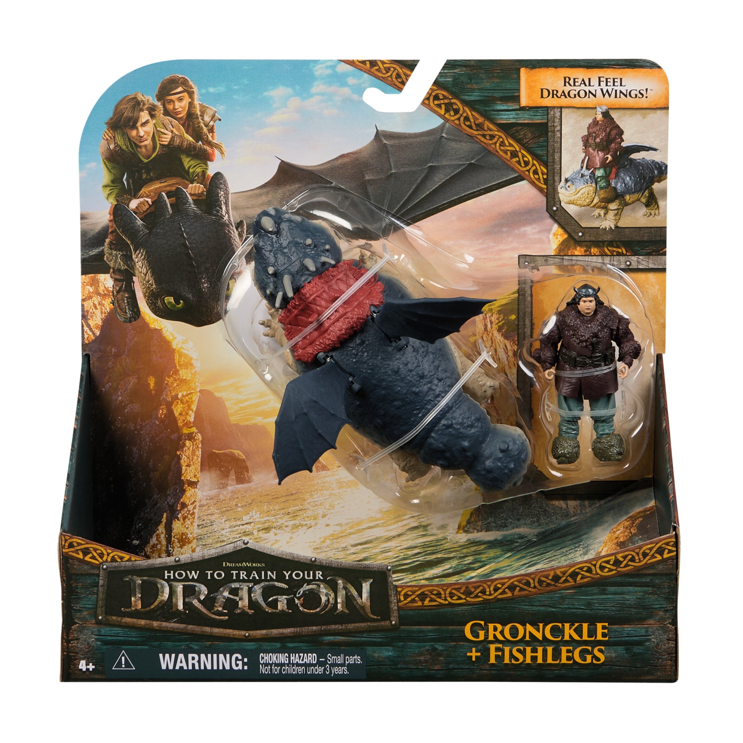 Spin Master How to Train Your Dragon - Giocattolo Gronkio e Gambadipesce, Drago e Vichingo, per Bambini 4 Anni