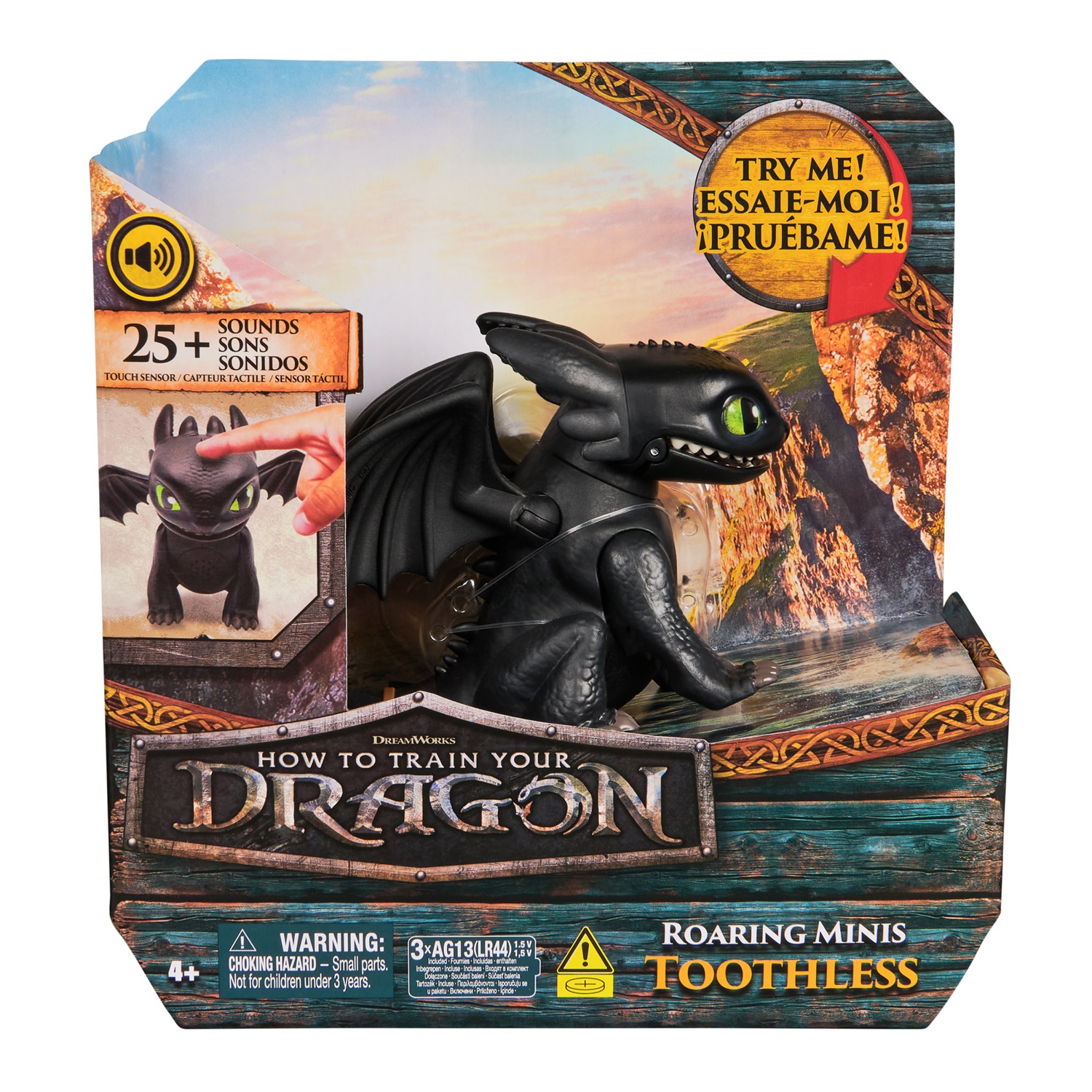 DreamWorks Dragons Mini Sdentato Interattivo - Drago con Oltre 25 Suoni, Movimento e Sensore Tattile, Giocattolo per Bambini e Bambine 4 Anni