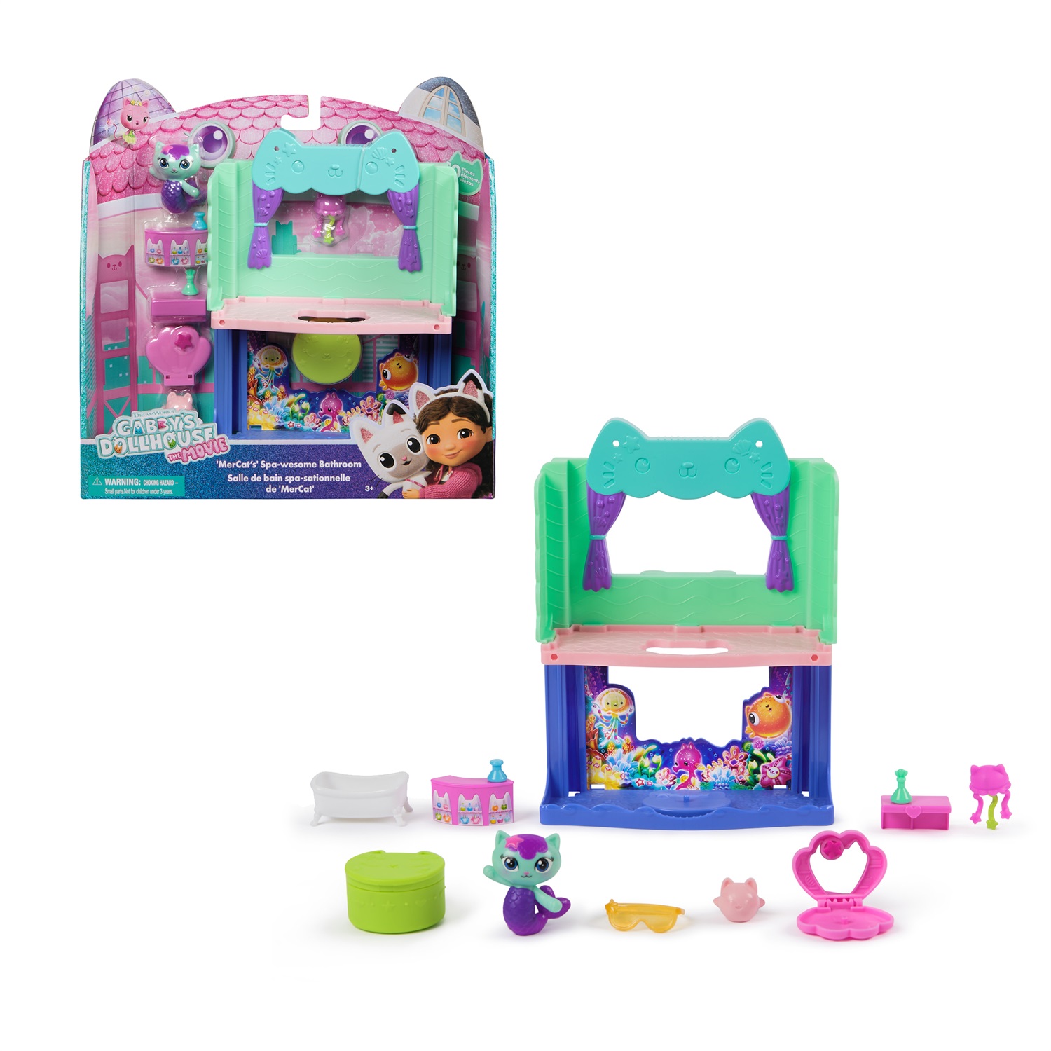 Gabby's Dollhouse : The Movie – La stanza Bagno Spa-meraviglia, Playset da 10 Pezzi con Personaggio, Accessori e Sorpresa, Giocattolo per Bambine e Bambini dai 3 anni in su