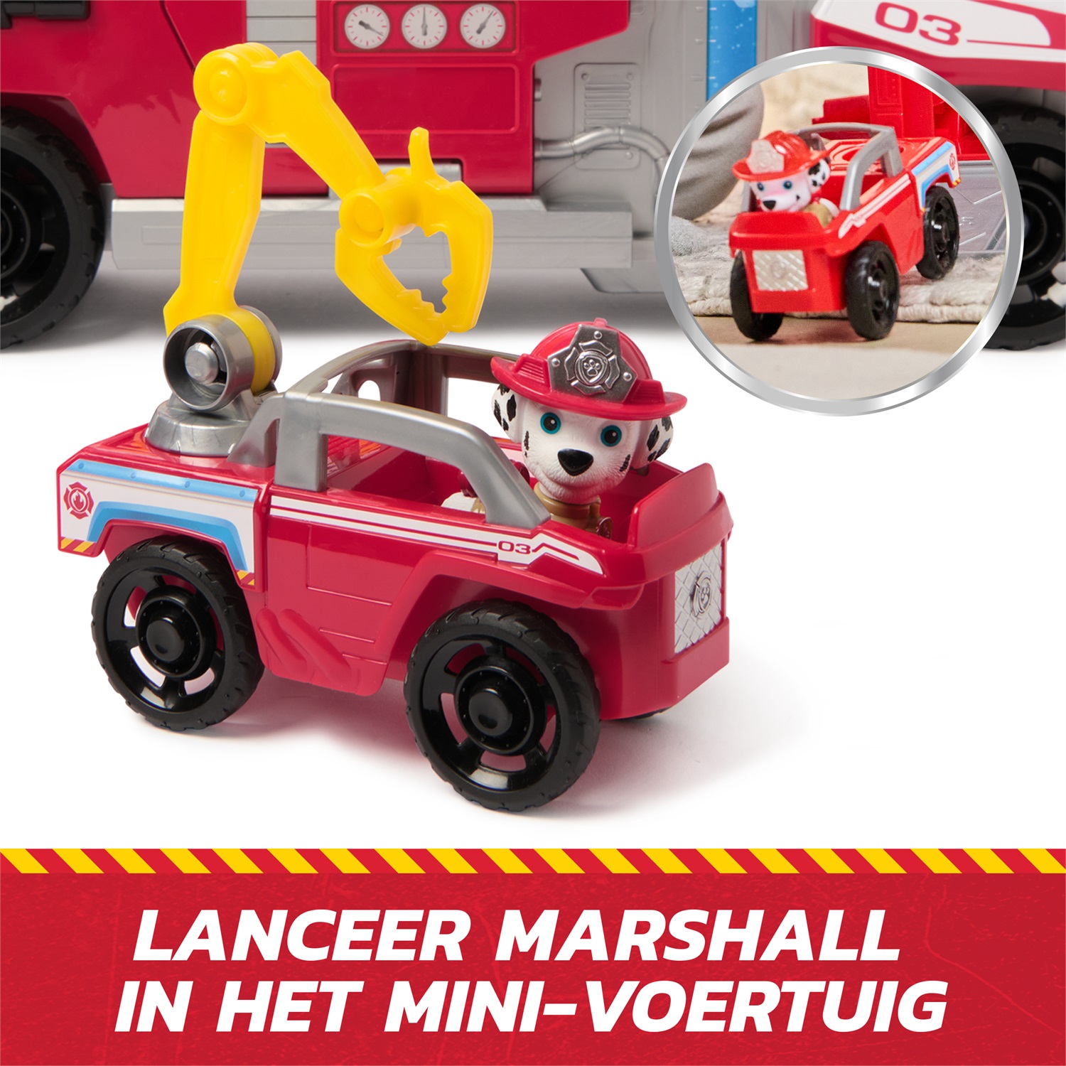 Spin Master PAW Patrol Fire Rescue: Camion dei Pompieri a Caricamento Rapido con Personaggio Marshall, Luci, Suoni, Scala Mobile e Lanciatore Rapido, Giocattolo per Bambini e Bambine, 3 Anni