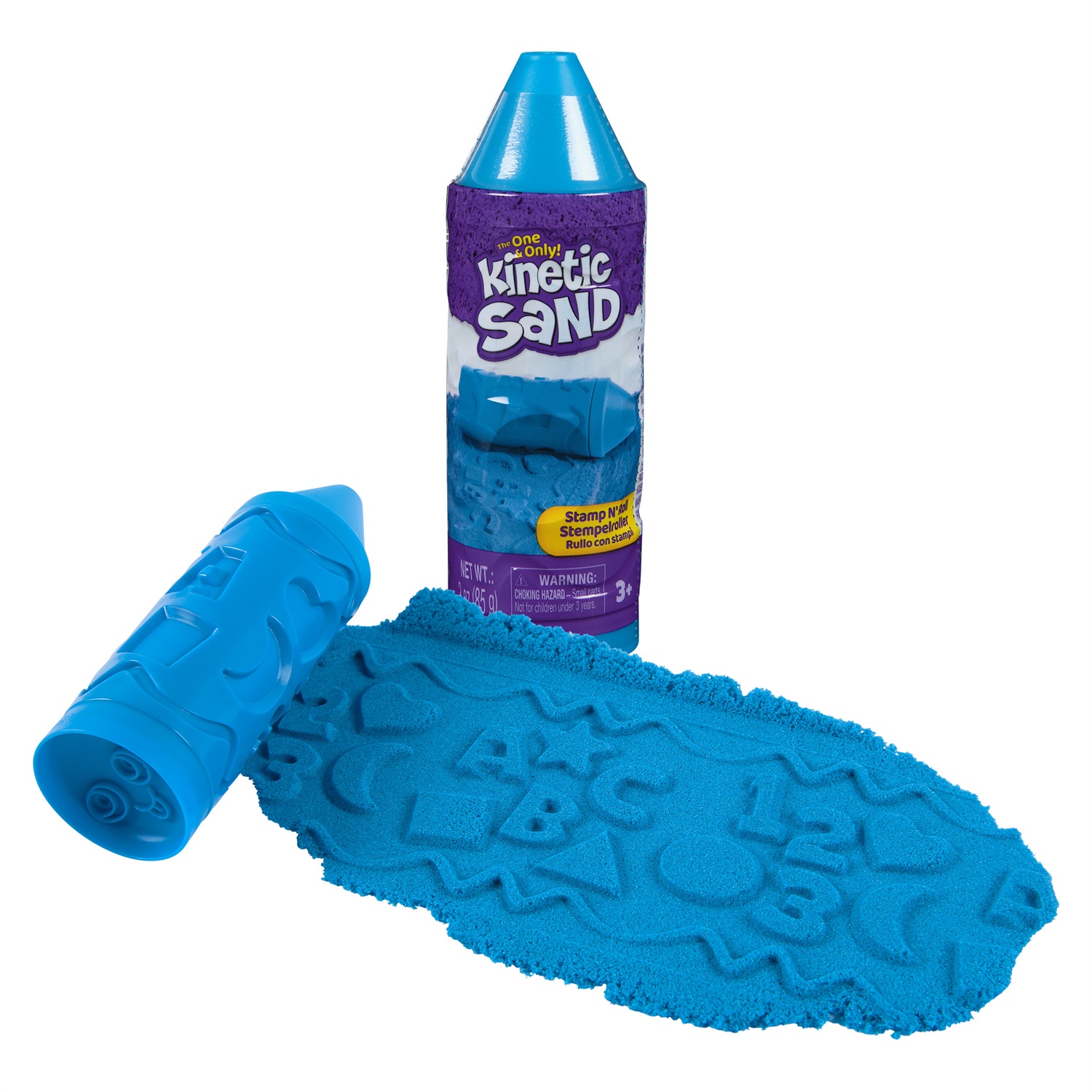 Kinetic Sand - Penna Stamp N' Roll con 85 g di sabbia colorata per timbrare e arrotolare modelli, per bambini dai 3 anni