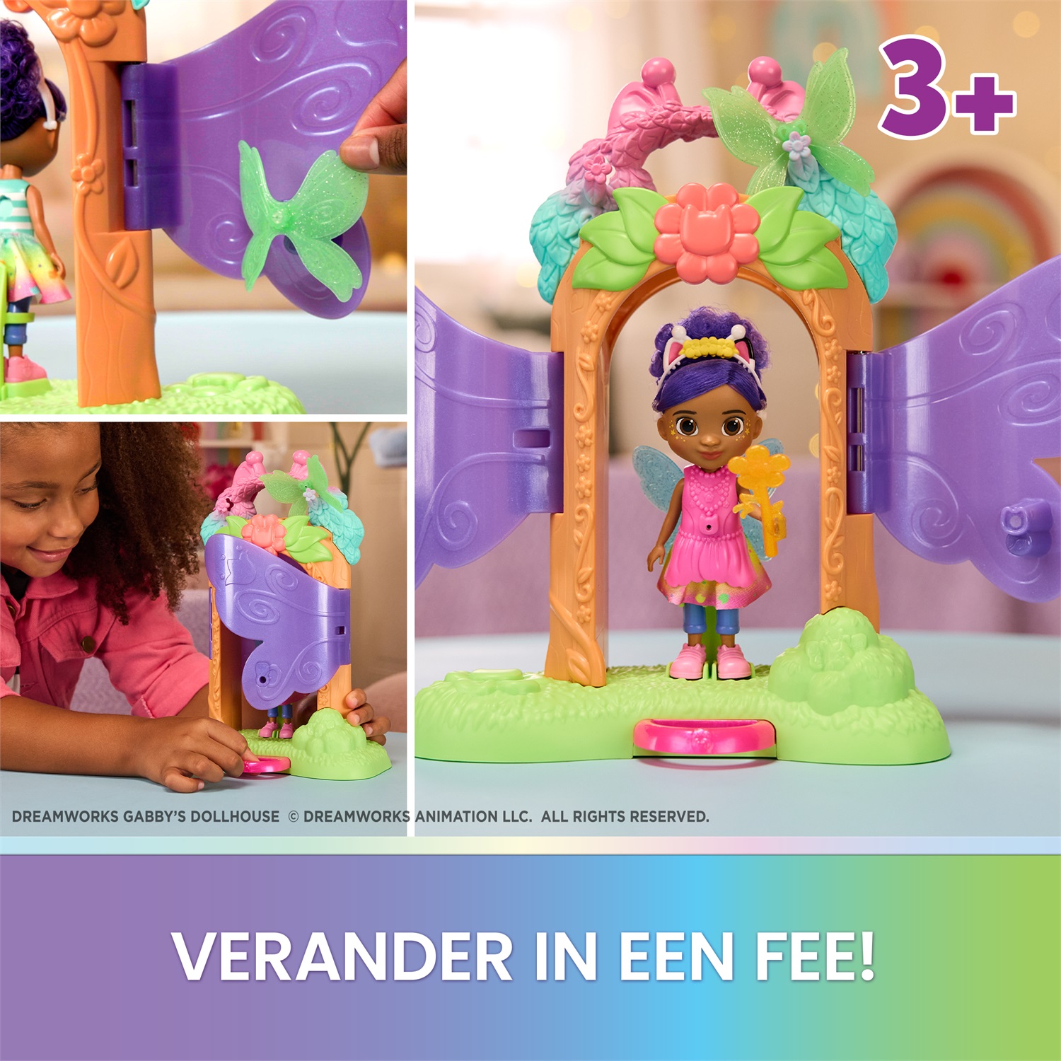 DREAMWORKS GABBY'S DOLLHOUSE Gabby's Dollhouse Fairylandia - Set di Gioco con Magica Trasformazione in Fata e Accessori per Bambole