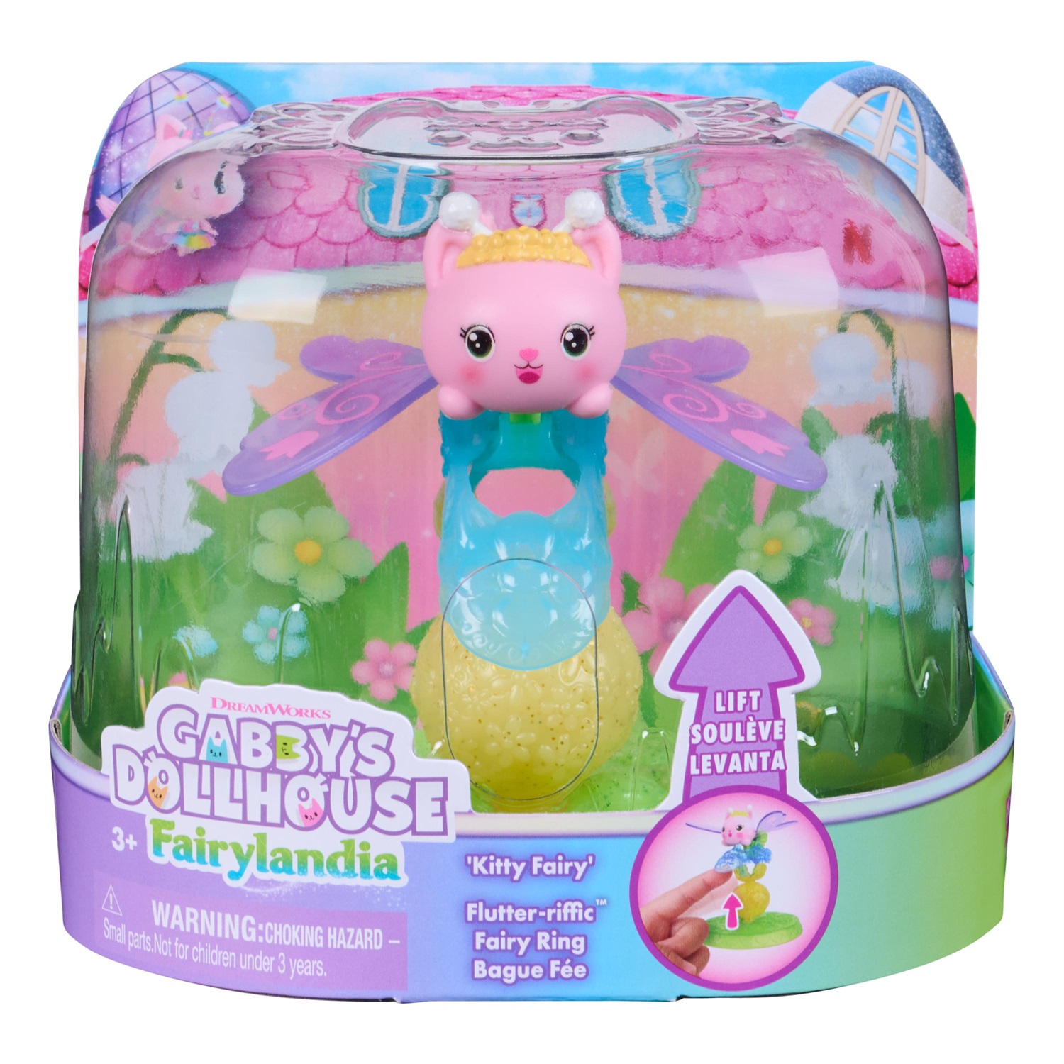 DREAMWORKS GABBY'S DOLLHOUSE Anello con Ali Magiche per Il Gattino Baby Box con Base per Esposizione - Giocattolo per Bambini dai 3 Anni