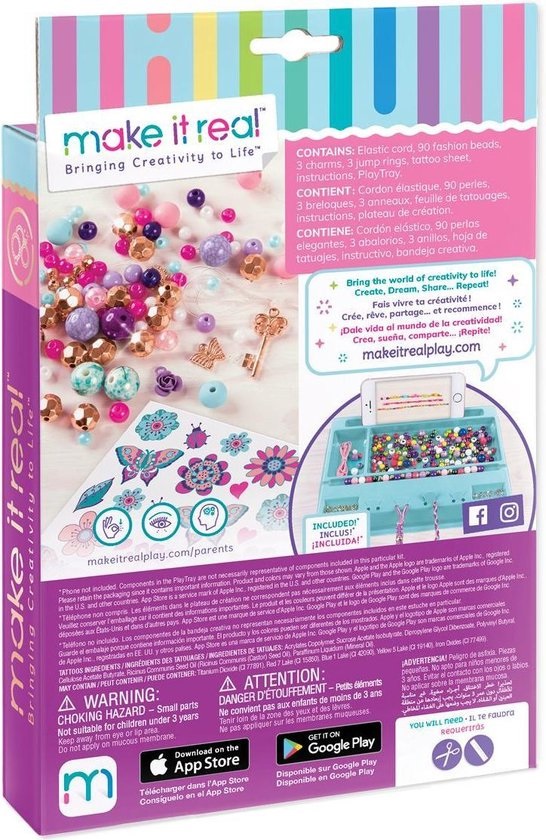 FUNLAB Kit Braccialetti Fai da Te con Perline e Ciondoli - Crea 3 Braccialetti Unici