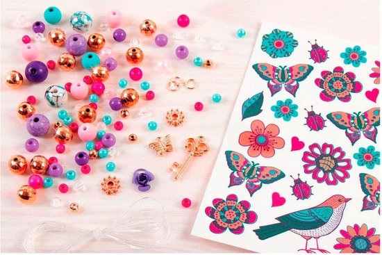 FUNLAB Kit Braccialetti Fai da Te con Perline e Ciondoli - Crea 3 Braccialetti Unici