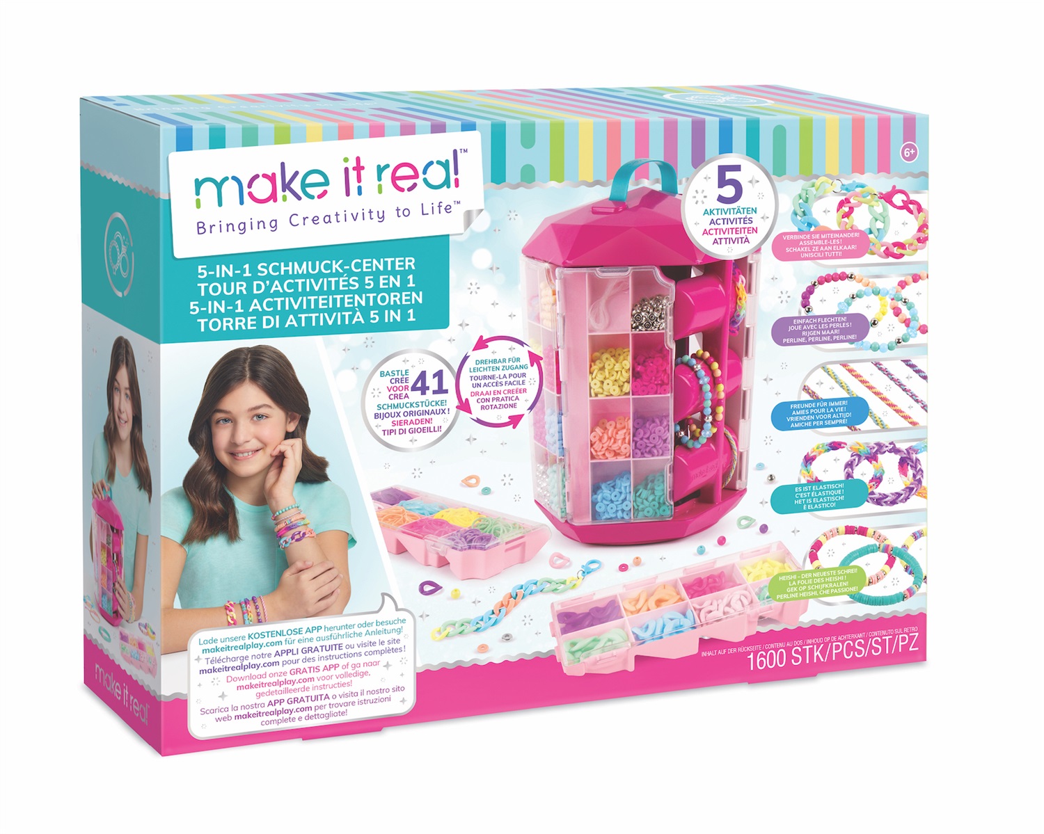 Make It Real Set di Gioielli 5 in 1 Multicolore Medium - Crea fino a 41 Gioielli Diversi con Perline Mix&Match