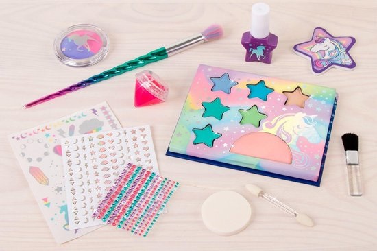 Make It Real Deluxe Unicorn Make Up Set - Kit di Trucco con Tavolozza Magica, Pennello e Decorazioni per Unghie