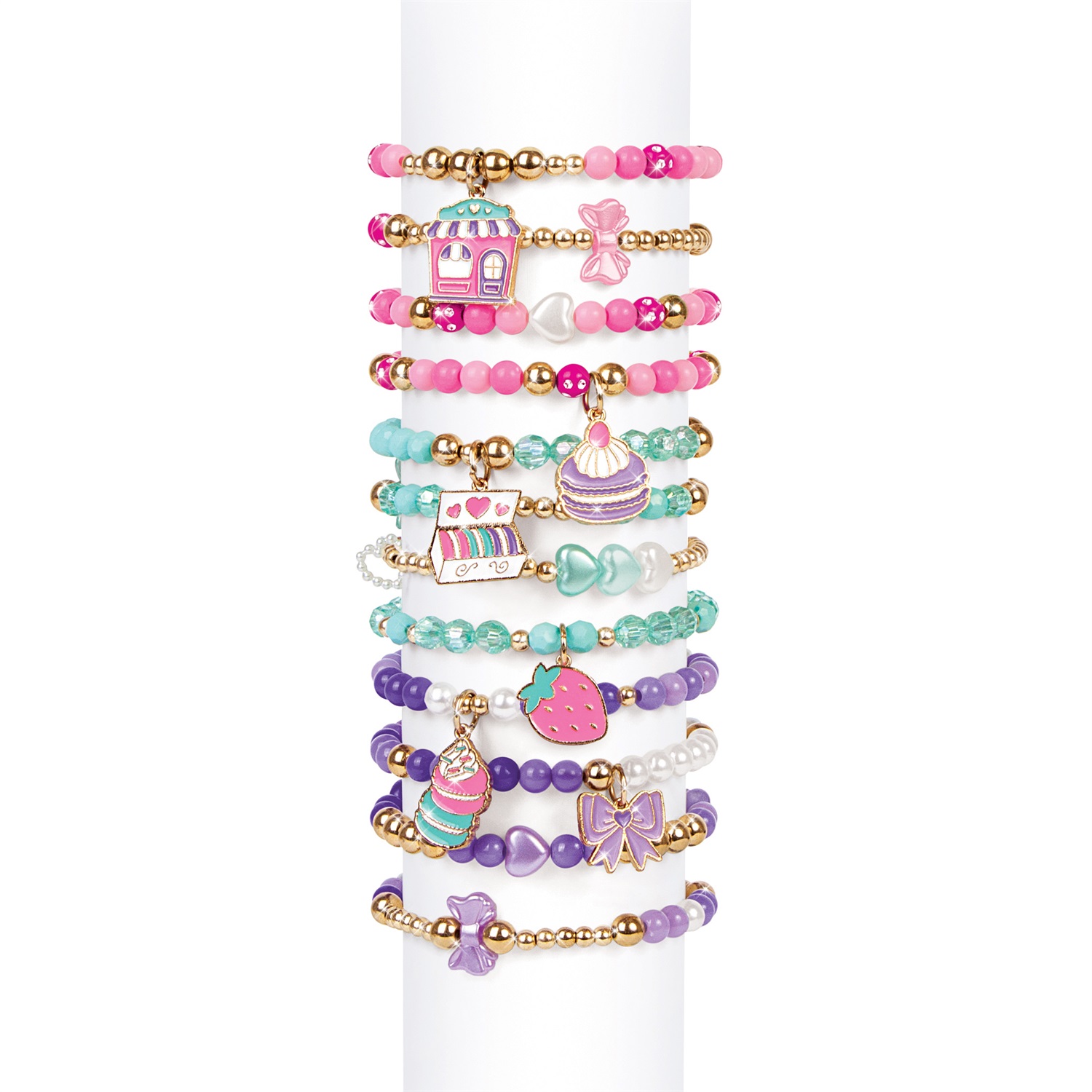 Make It Real Kit Braccialetti Fai da Te - Crea 12 Bracciali Unici con 395 Pezzi di Perline Colorate e Ciondoli per Bambini
