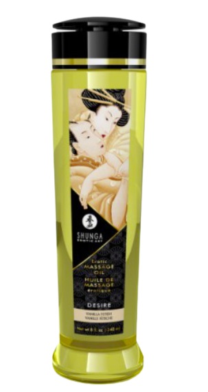 Shunga Olio da Massaggio Erotico Vaniglia 240 ml - Naturale, Scivoloso e Ideale per Massaggi Sensuali