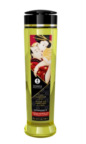 SHUNGA Olio da Massaggio Fragola & Champagne 240 ml - Sensuale e Naturale con Oli Essenziali