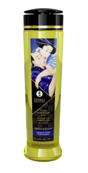 SHUNGA Olio da Massaggio Erotico Seduzione 240 ml - Profumo di Fiori di Mezzanotte, Formula 50/50, Ingredienti Naturali