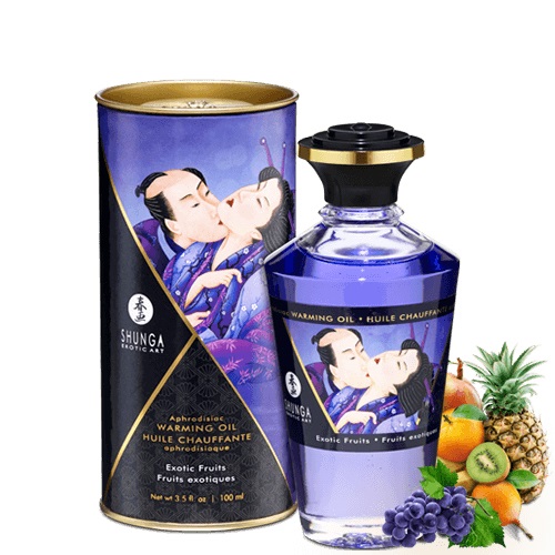 SHUNGA Olio da Massaggio Riscaldante Frutti Esotici 100 ml - Afrodisiaco per Stimolare i Sensi