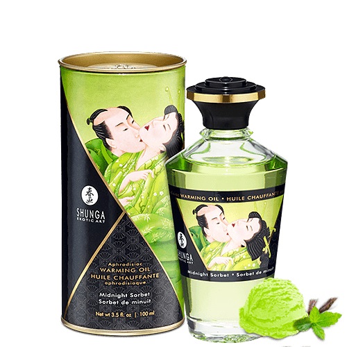 SHUNGA Olio da Massaggio Riscaldante Sorbetto di Mezzanotte 100 ml - Afrodisiaco Comestibile