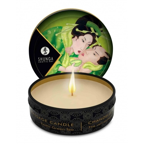 SHUNGA Candela da Massaggio Tè Verde Esotico 30 ml - Oli Naturali, Nutriente e Rilassante