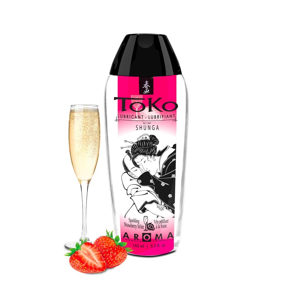SHUNGA Toko Aroma Lubrificante Fragola e Champagne 165 ml - Lubrificante a base d'acqua, Sicuro con preservativi e sex toys