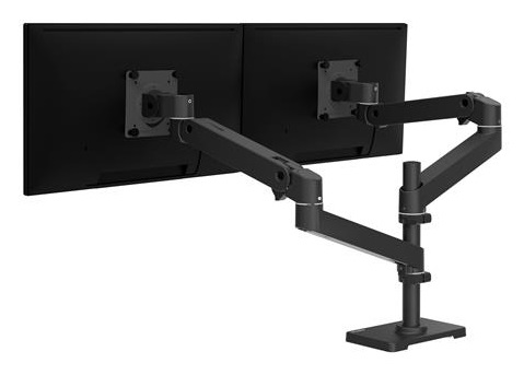 Ergotron LX Pro Premium - Braccio doppio per monitor impilabile verticale, supporto da tavolo VESA per 2 monitor fino a 27 pollici, capacità di carico da 4 a 10 kg, colore nero opaco