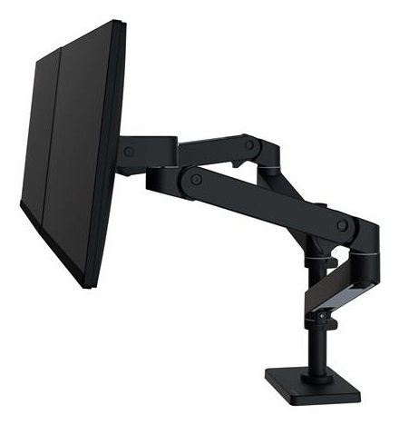 Ergotron LX Pro Premium - Braccio doppio per monitor impilabile verticale, supporto da tavolo VESA per 2 monitor fino a 27 pollici, capacità di carico da 4 a 10 kg, colore nero opaco