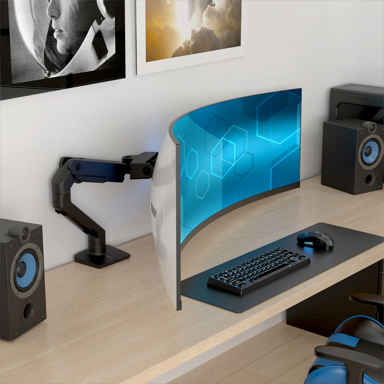 Ergotron HX Series Braccio per Monitor con Morsa, Supporto da Tavolo per Schermi fino a 57