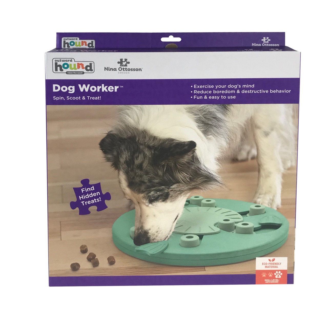 Nina Ottosson Dog Worker - Puzzle Interattivo Verde per Cani, Livello Avanzato, Erogatore di Ricompense