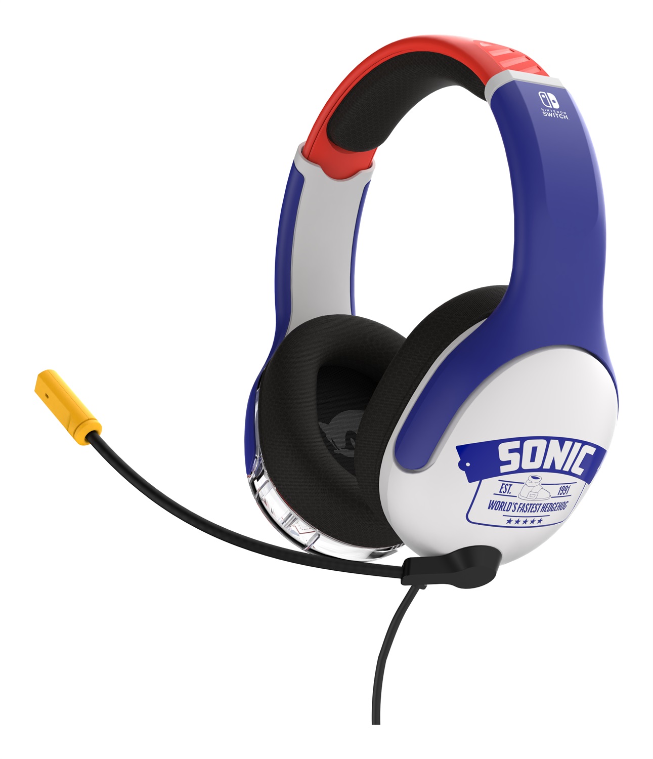 PDP REALMz Auricolare Cablato AIRLITE Sonic per Nintendo Switch - Nero, Blu, Rosso, Bianco con Driver da 40 mm e Figurina da Collezione